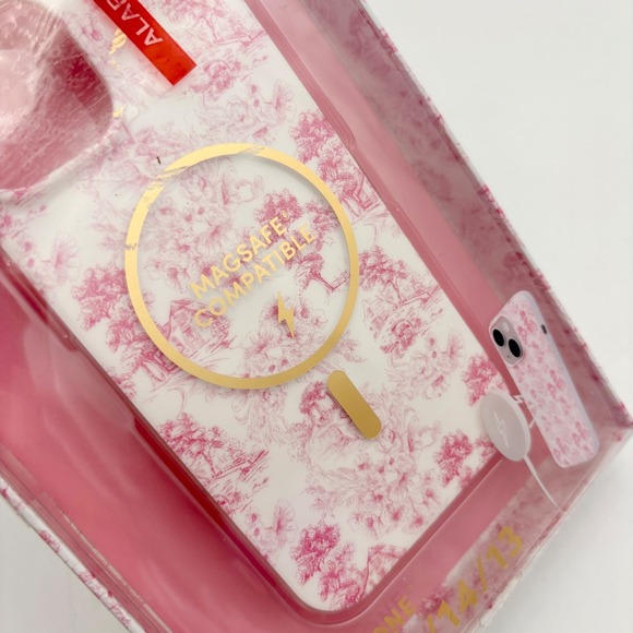 Xo Poppy Other - XO Poppy Phone Case for iPhone 16 15 14 13 MagSafe Compatible Toile Pink White